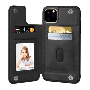 Læder Tegnebog-Kort Slot med Foto Hard Back Cover Case til iPhone 12 11 Pro Max X XS-XR 8 7 6 Plus SE 2020 Tilfælde Flip Cover