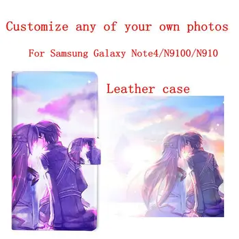 DIY Telefon taske Personlige brugerdefinerede foto Billede flip PU læder cover til Samsung Galaxy Note 4 N9100 N910F Note4
