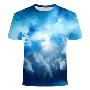 2020 ny 3d-t-shirt Sort t-stykkerne, Casual Top Camiseta Streatwear Korte Ærmer Klud Blå Rød Flammende sommer skjorte kortærmet t-shirt