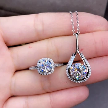2020 nye hælde moisanite gemstone halskæde kvinder sølv ring 925 sterling sølv fødselsdag gave Nye år memento