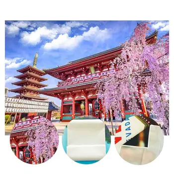 7x5ft Japansk Arkitektur Baggrund Romantisk Cherry Fotografering Baggrund Foto Skyde Rekvisitter