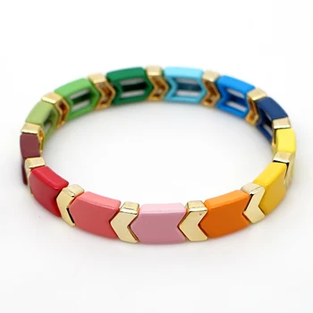 Shinus Fliser Smykker Boheme Farverige Smykker, Guld-Tone, Beaded Armbånd Til Kvinder Mode Rainbow Travel Armbånd