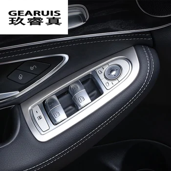 Bil Styling Døren Armlæn panel Dækker Klistermærker Trim for Til Mercedes Benz C-Klasse W205 GLC X253 vinduesglas Løfte Knapper RHD
