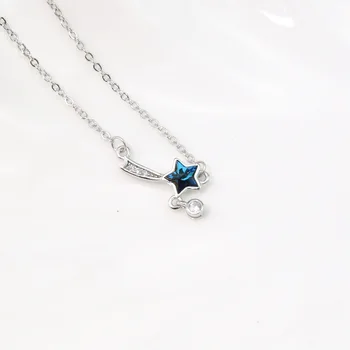 Luksus Blue Star Bling Crystal 925 Sterling Sølv Halskæde Til Kvinder, Piger koreansk Mode Kravebenet Kæde Smykker Gaver SN2469