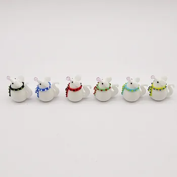 6stk Hvid håndlavede Murano glas Figur stående mus ornamenter Hjem Jul indretning Miniature Dyr glas Kæledyr statuer rotte