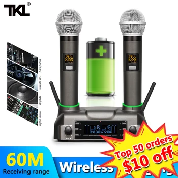 TKL Trådløse Genopladelige Trådløse UHF-Mikrofon Håndholdte Mikrofon-System med 100 Kanaler Karaoke Mikrofoner 60 meters rækkevidde