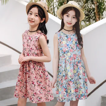 Sommer Kjole til Pige Kostume koreanske Teen Piger, Børn, Blomster Blomst Prinsesse Kjole Tøj 2 3 4 5 6 7 8 9 10 11 12 13 14 År