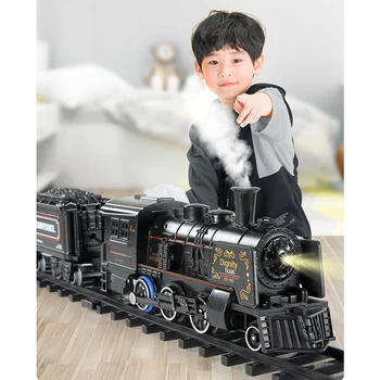 Simulering damptog Elektriske Tog, Toy Sæt Legering Tog Spray Styr DIY Legetøj med Lyd og Lys Jernbane-Sæt til Børn