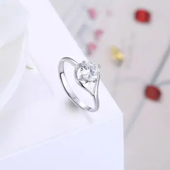 SILVERHOO 925 Sterling Sølv Ring For Kvinder 5A Cubic Zirconia Justerbar Geometriske Ringe Bryllup Enkle, Fine Smykker Tendens Nye