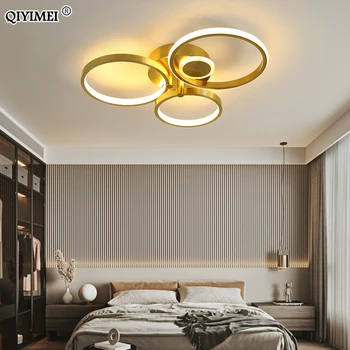 Nye Moderne LED-Lamper-Belysning Til Soveværelse, Spisestue Stue Køkken Værelse Minimalistisk Lampe Hjem, Guld Jern, Aluminium Glans Lys