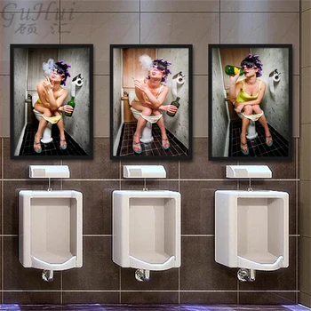 Nordisk Moderne Toiletter Sexede Kvinder Kommode Bar Badeværelse, Boligindretning Lærred Maleri På Væggen Billedet Skønhed Hængende Figur Plakat