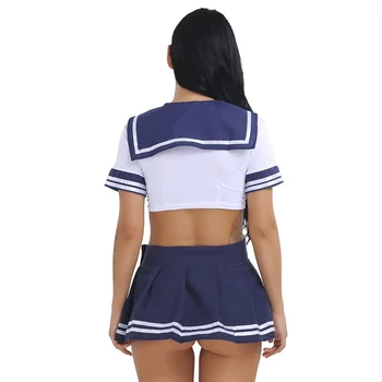 IIXPIN skole pige kostume sexet Kvinder og Skole Pige Cosplay Kostume cheerleader Sailor Uniform kortærmet Top med en Nederdel Sæt