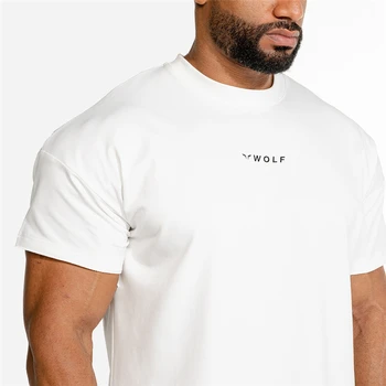 Herre Fitnesscentre t-shirt Fitness-Bodybuilding Slank Bomuld T-Shirts til Mænd Kort Ærme Træning Mandlige Afslappet O-Neck t-Shirts Toppe tøj