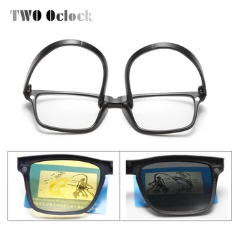 TO Oclock Magnetiske Solbriller Mænd Polariseret Kvinder Klip På Briller Firkantet Optisk Nærsynethed brillestel 6 I 1 Brille A2202