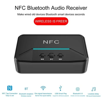 NFC Bluetooth-o-Modtager Bluetooth-5.0 Dual RCA Output 3,5 mm AUX Stereo o Music Receiver Adapter