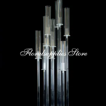 10STK Crystal Kandelabre Bryllup Centerpieces 105 cm Høj 10 Arme, Klar Akryl lysestage Lysestage til Event Part Indretning