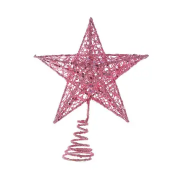 Rose Guld Blå Glimmer Stjerne, juletræ Toppers 3D-Fem-punkt-Stjernede Julepynt Til Træet Hjem Tabel Topper Ornament