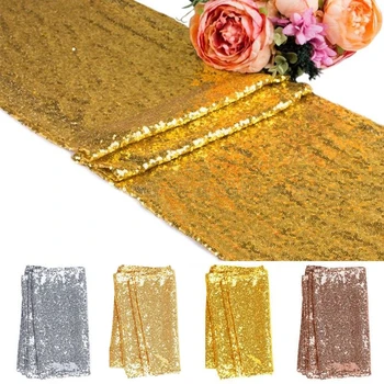 1stk 30*180cm Glitrende Pailletter Rose Gold bordløbere til Jul, Bryllupper Formel Part dug Dekorative