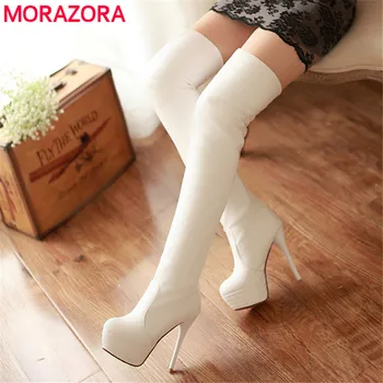 MORAZORA STØRRELSE 33-46 nye 2020-slank over knæet støvler dame super høje hæle platform sko efteråret sexet låret høje støvler kvindelige