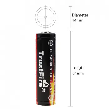 TrustFire 2Pieces/masse 3,7 V 900mAh 14500 Li-ion Genopladeligt Batteri med Beskyttet PCB Li-ion Batteri af Høj Kvalitet