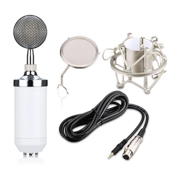 BM-8000 Professionelle lydstudie Optagelse Kondensator Kabel Mikrofon Med 3,5 mm Stik Stand Holder Pop-Filter for KTV