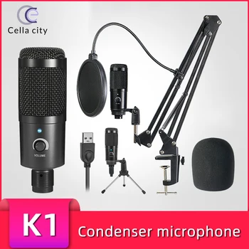 CELLA BYEN USB Kondensator Mikrofon Sæt K1 Optagelse Mikrofon, Computer Live K Sang Online Spil Anker Chat-Enhed
