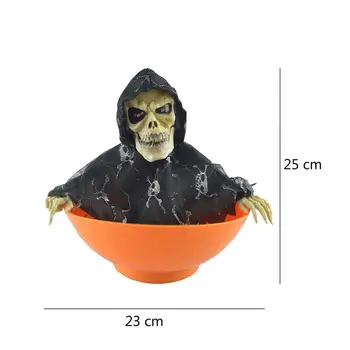 Halloween Electric Toy Candy Bowl With Jump Skull Hand Scary Party Creepy Decoration Haunted Horror Prop Without Battery(Orange)