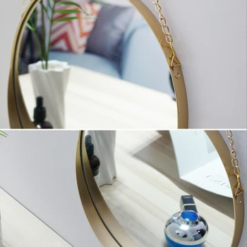 Nordisk Stil Spejl i Home Decor Runde Gyldne Strygejern Spejle til Soveværelse Badeværelse Kreative Luksus Væggen Makeup Spejl Dressing