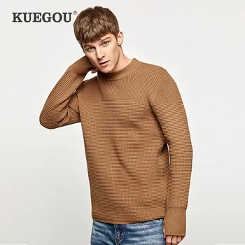 KUEGOU efterår og vinter Mænds trøjer varmen Turtleneck sweater mode mand øverste blå sort plus size DZ-11911