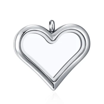 10stk 36x33mm magnet Rustfrit stål large plain hjertet glas medaljon for flydende charms minde xmas gave mors gave