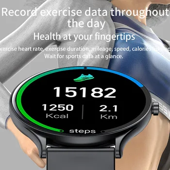 LIGE Smart Ur Mænd, Kvinder, Sport Fitness Tracker Health Monitor Vandtæt Fuld cirkel touch-skærm, Elektronisk ur smartwatch