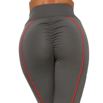 Nye Europæiske og Amerikanske mode sexet sved-absorberende slank slank hip rynke sport fitness høj talje leggings Sort grå bukser
