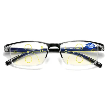 Elbru Anti-blå Lys Læsning Briller Smart Zoom Progressive Multi-fokus Bifocals Presbyopic Unisex Briller +1,0 til +4.0