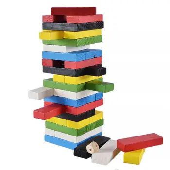 54Pcs Træ-byggesten Toy Balance Domino Stabler Spil Hårdttræ Tower Montessori Pædagogiske Spil for Børn Gaver