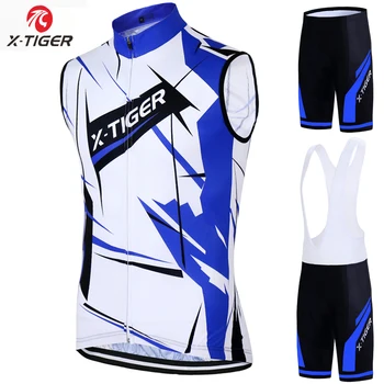 X-TIGER 2020 Sleeveless Cycling Jersey Set Mountain Bicycle Cycling Uniforms Breathable Quick-Dry Bike Clothing Suit