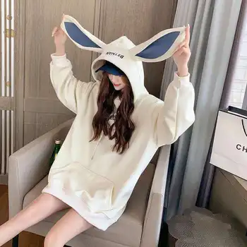 2020 ny koreansk stil sweater søde kanin øre Hoodie løs og alsidig
