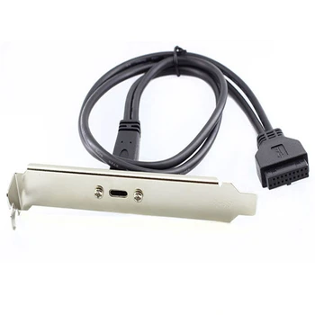 USB 3.0 20Pin Kvinde til Kvinde Type C-Port ATX Extension Kabel Ledning Bundkort med Panel Beslag til Desktop-Sort