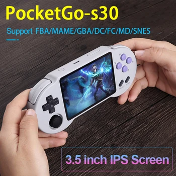PocketGo S30 32/64 / 128GB Retro Bærbare spillekonsol 3,5 tommer IPS Bygget-I 3000/6000/10000 Video Spil Genopladelige Lomme Handh
