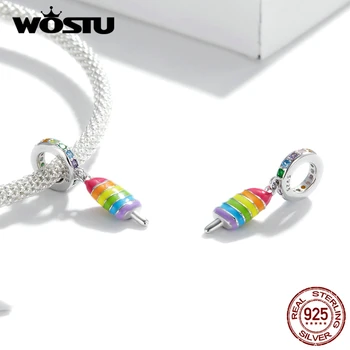 WOSTU Sølv Regnbue Is Vedhæng passer Oprindelige Armbånd til Kvinder 925 Sterling Sølv Smykker DIY Gør FNC351