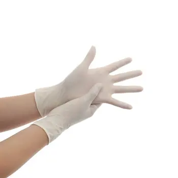 100 STK Engangs Latex Handsker Hvid Non-Slip Sikkerhed Handske Laboratorium Gummi Latex Handsker Husholdning Rengøring Beskyttende Handsker