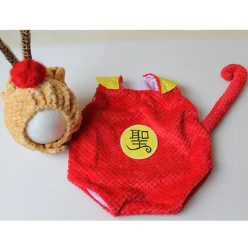 Baby fotografering rekvisitter Monkey King kostume til nyfødte foto tilbehør Sun Wukong tøj spædbarn fotografia Kungfu baby Xmas gave
