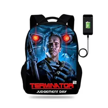 Herre Terminator College Rygsæk USB Oplader Skoletaske til Bærbar Rygsække til Teenage Skole Taske Drenge&Piger 17inch