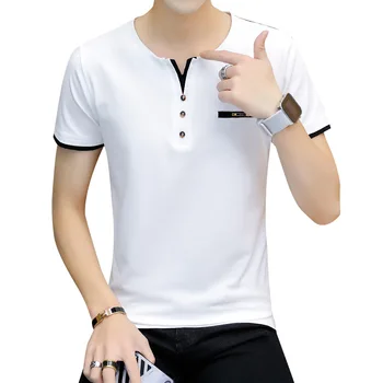 Chun xia han edition kortærmet T-shirt med v-hals dyrke ens moral teenagere hedge gøre uforet øvre beklædning af bomuld T-shir