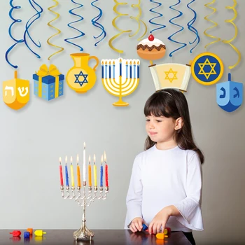 Hanukkah Part Favoriserer PVC-Spiral Hængende Hvirvler Party Dekorationer Papir-Kort, Chanukah festartikler