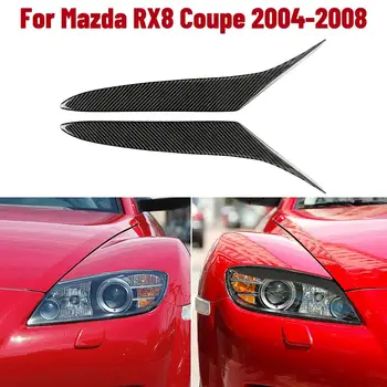 2STK Carbon Fiber bilforlygte Forlygte Øjenbryn Øjenlåg Trim Dække Klistermærker til Mazda RX-8 RX8 2004-2008 Øjenlåg Trim Dække