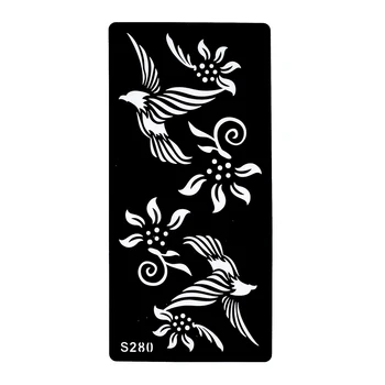 6 Ark Henna Tatoveringer Stencil Papir Fugl Blomst Kran Mønster Indsæt Tegning til Kvinder kropskunst Tatoveringer Skabelon Midlertidig S200#10