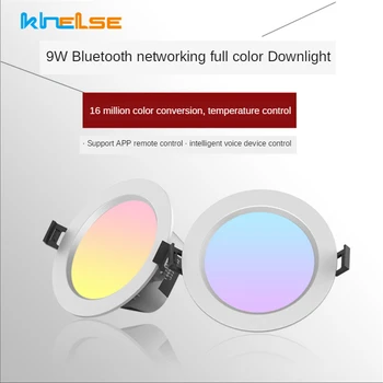 Smart 9W LED Downlight Forsænket Loft 110V/220V Bluetooth RGB Lampe Voice App Control Timer Google Alexa Spot Dæmpbar Belysning