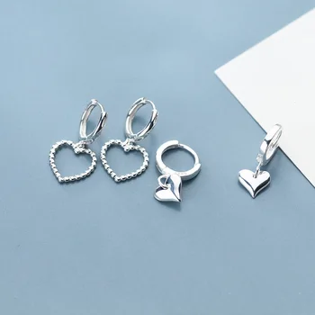 INZATT Ægte 925 Sterling Sølv Minimalistisk Hoop Øreringe Til Mode Kvinder Part Hule Hjerte Fine Smykker Søde Tilbehør