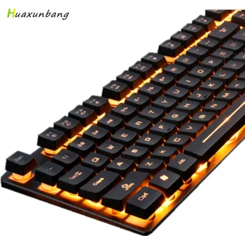 Gamer-Tastatur, Gaming Tastatur USB-Kablet LED Lysende Regnbue Vejrtrækning Vandtætte Tastaturer Til PC-Computer, TV, E-Sport Gamer