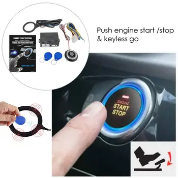 Universel bil-Bil Alarm Start Stop Engine-Knappen Tryk på Knappen for RFID-Lås tændingsnøglen Nøglefri Starter Antitese System
